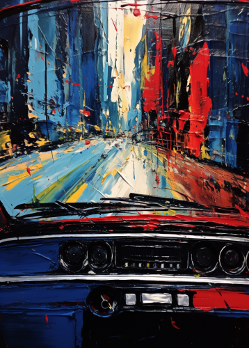 Rainy Car Dashboard Art Painting