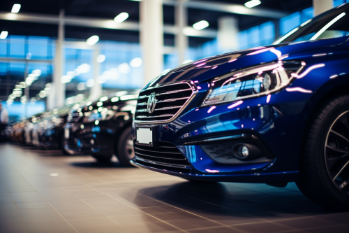 Elegant Black and Blue Car Dealership