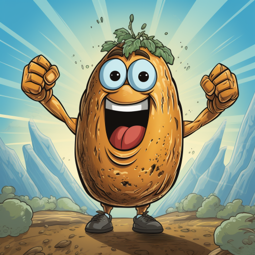 Cartoon Crossfitter Potato in action