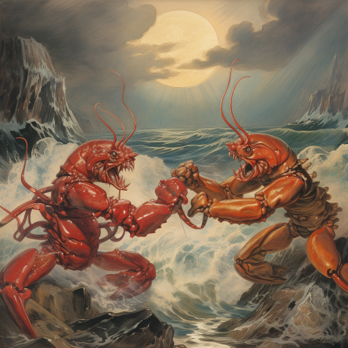 Cartoon Duel Langoustine Crab VS