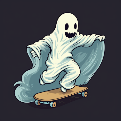 Cartoon ghost riding a skateboard Cartoon ghost riding a skateboard