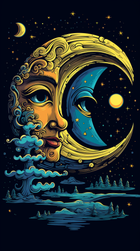 A cute cartoon moon illustration A cute cartoon moon illustration