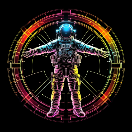 Cartoon NASA Astronaut in Vitruvian Man Style