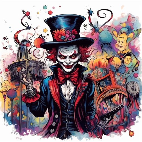 Monster circus chaos in cartoon style