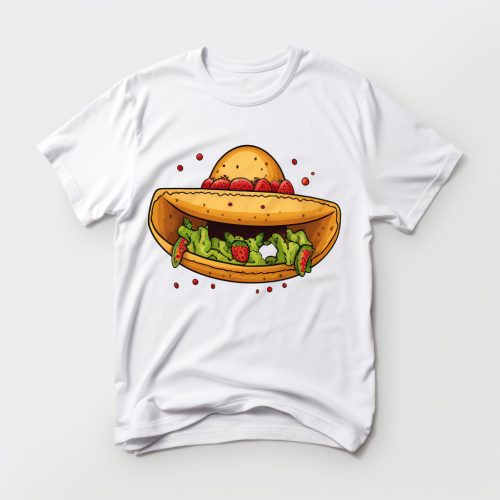 Colorful taco with barito in sombrero's hands