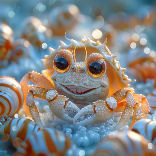 Cartoon Underwater Hermit Crab Scene