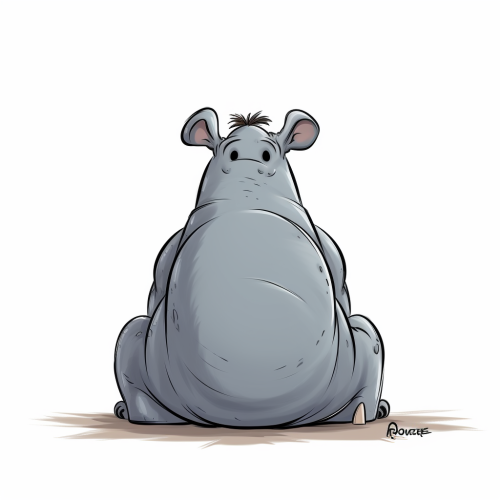 Cartoon hippo sitting from behind