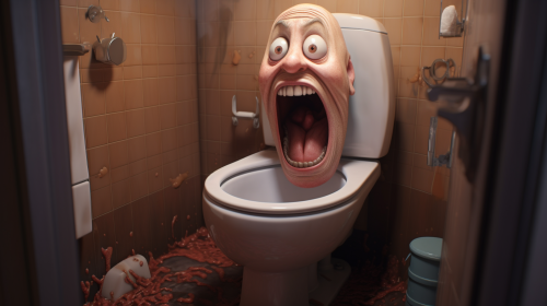 Cartoon man toilet illustration