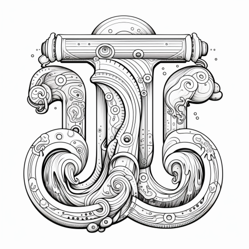 Cartoon-style letter U coloring page
