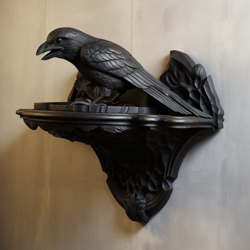 Carved falcon shape on stone wall