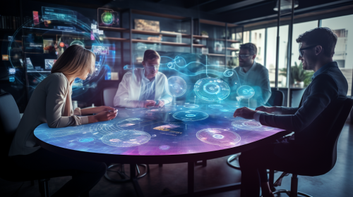 Casual team of managers strategizing