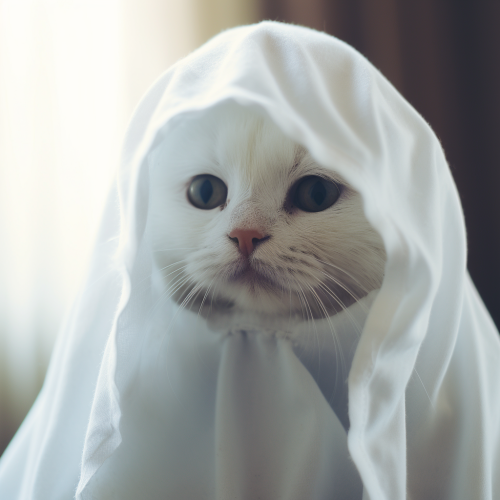 Cat in ghost costume