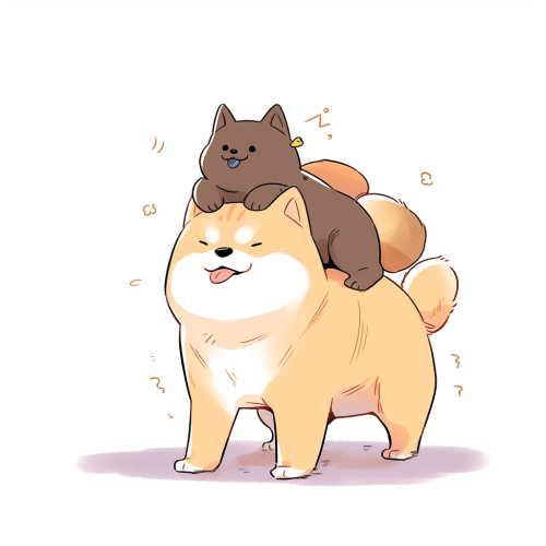 Cute cat riding a dog Cute cat riding a dog