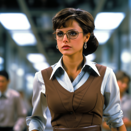 Catherine Bell as Claire Kent confidently walking in Daily Planet offices Catherine Bell as Claire Kent confidently walking in Daily Planet offices