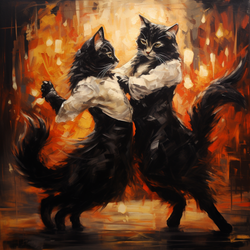 Cats dancing tango together