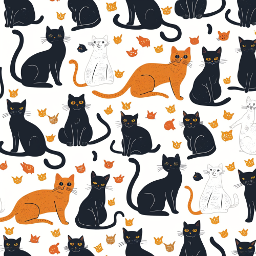 Cats Pattern White Background