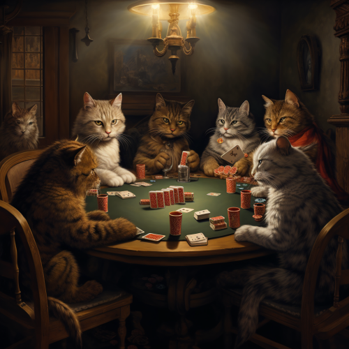 Group of cats playing poker