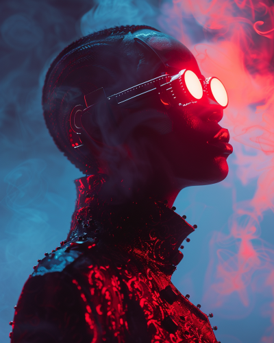 Fashionable celestial cyborg posing