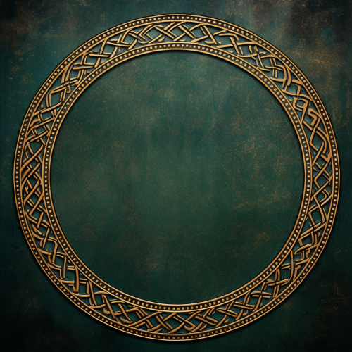 Celtic Knots Round Frame on Green Grunge Background