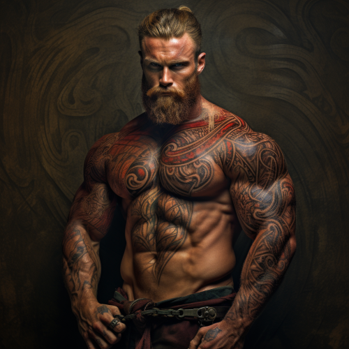 Muscular Celtic Warrior in Renaissance Painting Style