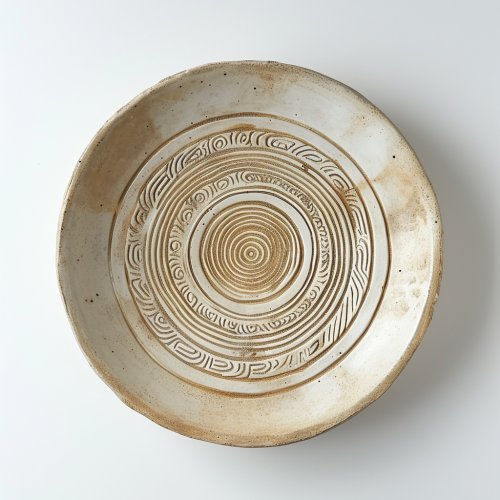 Ceramic Plate with Blind Embossed Design and Greek Pottery Symbols