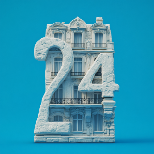 Ceramic Stone Building with Balcony