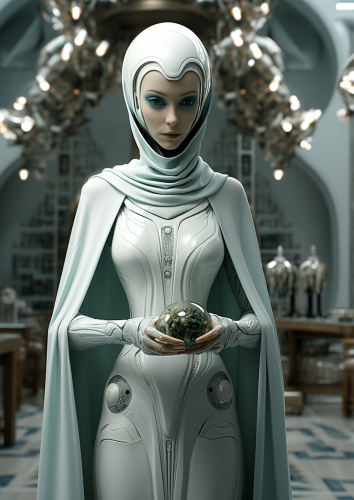 Cerulean oriental environment with jade