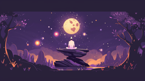 Flat Character Chakra Meditation Nature