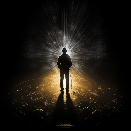 Silhouette with headphones and microphone