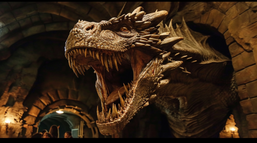 Harry Potter battling a deadly basilisk