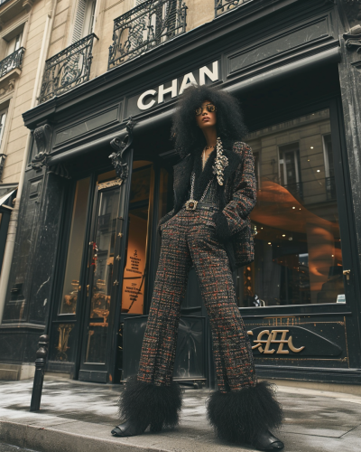 Chanel Haute Couture Model outside Store Paris