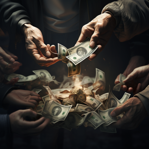 Generous person donating money to charity