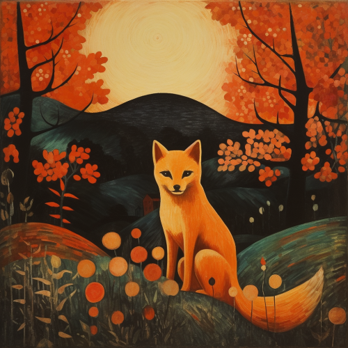 Beautiful landscape with fox