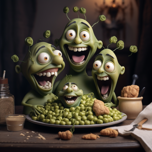 Family enjoying delicious pea dishes Family enjoying delicious pea dishes