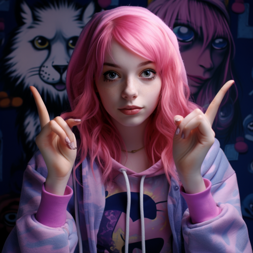 Teenage Girl Making a Peace Sign