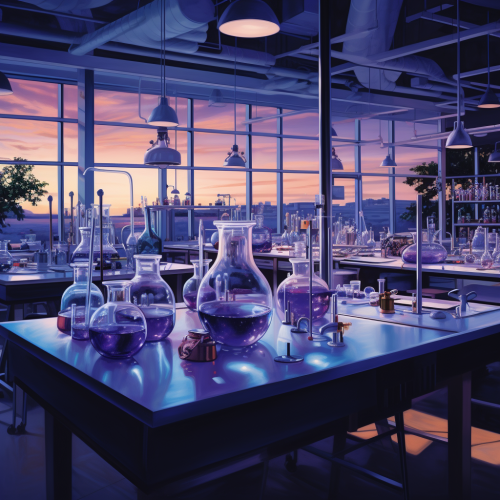 Chemistry Lab Wide Shot Suspensful Lighting