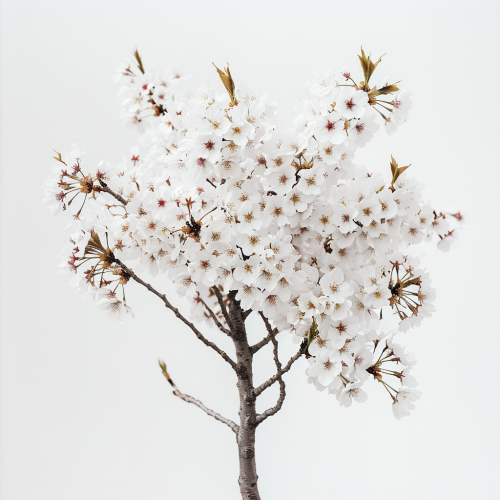Beautiful cherry blossom tree with white flowers