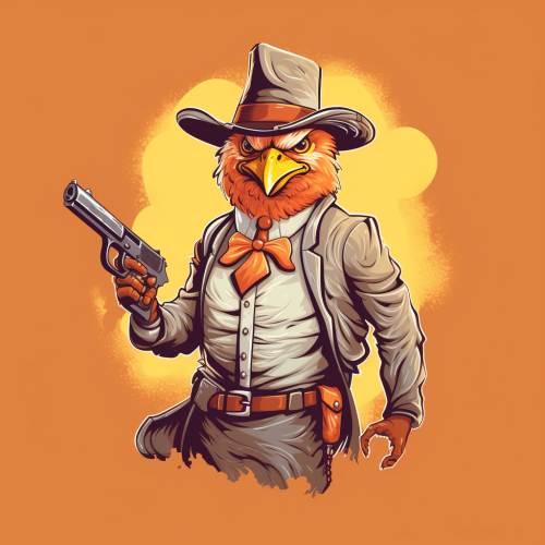 Cute chicken illustration with guns