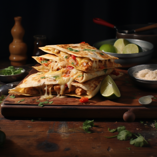 Close up of chicken quesadilla