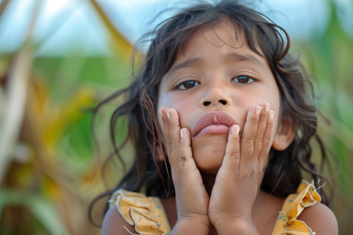 child having difficulty swallowing image