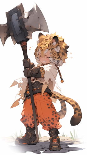 Child with Huge Hammer and Leopard Tail