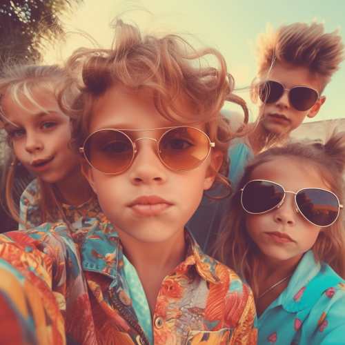 Children Taking Selfie with Color Noise