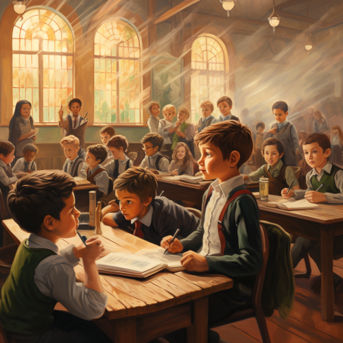 Group of students learning in classroom Group of students learning in classroom