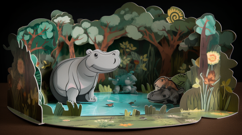 Jungle Hippopotamus with Mouth Open