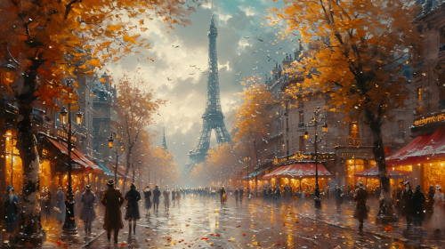 Chinese Castiglione Painting Paris Street Scene