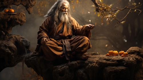 Chinese King Fu Master Eating Noodles