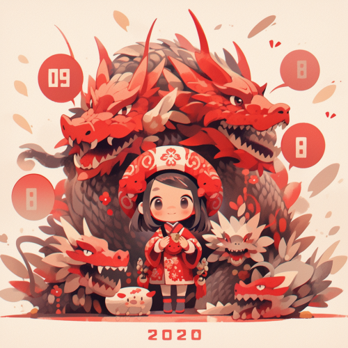 Chinese New Year Red Envelope with Dragon