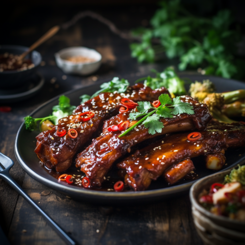 Chinese spare ribs close-up