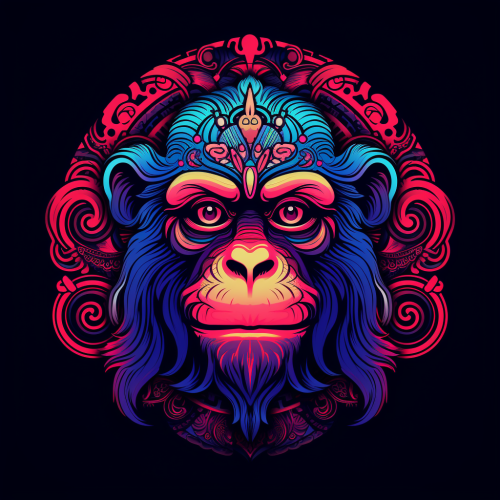 Vector illustration of Chinese wood monkey