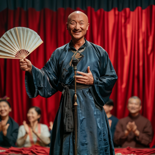 Smiling Chinese man in traditional clothing